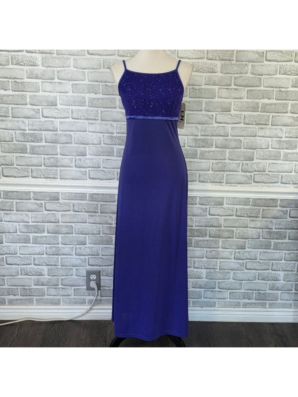 Vintage NOS I.N. San Francisco Y2K Indigo Purple Lace Prom Dress NWT Medium